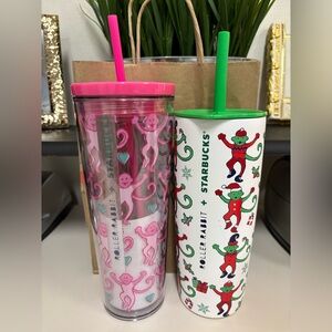 Starbucks x Roller Rabbit Holiday Tumbler Cold Cup Duo 2025 Holiday Ltd Edition